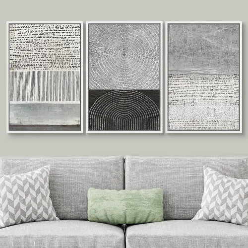 Miniatura 290 de SIGNWIN Lienzo enmarcado para pared, arte con pinceladas de flujo neutro en tonos beige abstractos, ilustraciones, arte moderno, decorativo