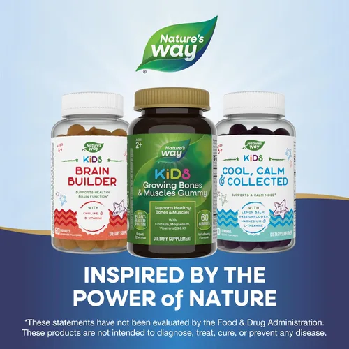 Miniatura 6 de Gomas de huesos y músculos en crecimiento para niños de Nature's Way, apoya huesos y músculos saludables*, calcio, magnesio, vitaminas D3 y K1