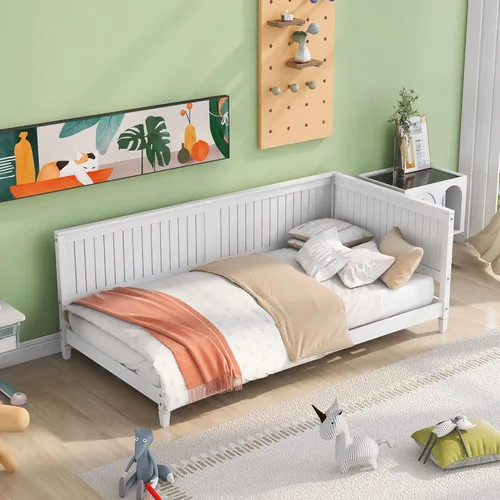 Merax Sofá cama de tamaño individual, marco de madera con cabecero, sofá cama tamaño individual, perfecto para descansar, dormir o entretener a los
