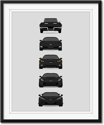 Miniatura 14 de Custom Car Posters Póster hecho a mano compatible con Chevy Corvette Z06 Generations e impresión de Chevrolet Corvette C2 C5 C6 C7 C8 Z15 Multi