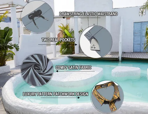 Miniatura 4 de OYOZONE Conjunto de camisa hawaiana y pantalón corto para hombre, conjunto de 2 piezas, estampado de lujo, casual, con botones, manga corta, camisa