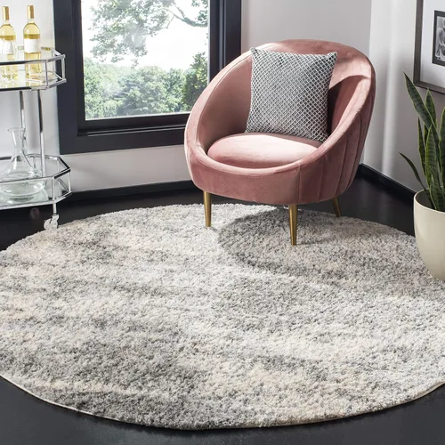 SAFAVIEH - Tapete grueso, peludo y redondo para sala, dormitorio, comedor y recibidor; moderno y abstracto, no desprende pelusas, colección Berber