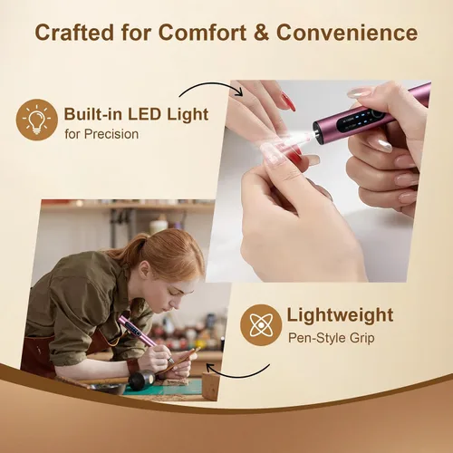 Miniatura 5 de Bolígrafo de grabado inalámbrico con luz LED, recargable por USB, bolígrafo grabador eléctrico de 3 velocidades, ajustable, de doble uso