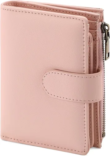 Miniatura 20 de GAEKEAO Cartera pequeña de cuero vegano con bloqueo RFID plegable para mujer, tarjetero compacto con bolsillo con cremallera y ventana