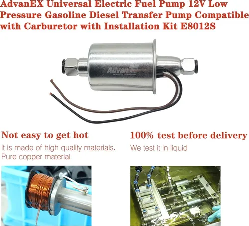 Miniatura 3 de Bomba de combustible eléctrica de 12 V universal de baja presión 5-9 PSI gasolina diésel en línea de metal sólido compatible con carburador HEP-02A