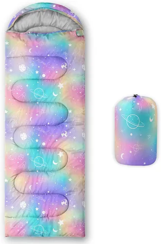 Miniatura 7 de BSNTHO Saco de dormir para camping, 3 estaciones, clima cálido y fresco, ligero, saco de dormir impermeable para adultos y niños, viajes y al aire