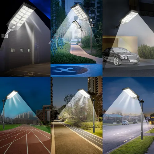 Miniatura 9 de Paquete de 1 luz solar de calle – 9000 W luces de calle al aire libre 260000LM del atardecer al amanecer luz de estacionamiento de energía solar