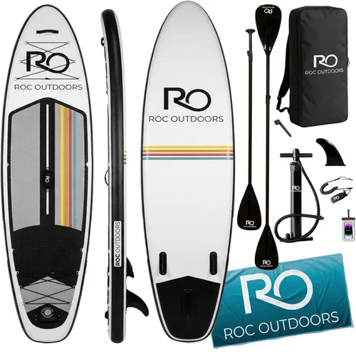 Miniatura 14 de Roc Tabla de remo inflable con accesorios y mochila de alta calidad, cubierta antideslizante, bolsa impermeable, correa, remo y bomba de mano.