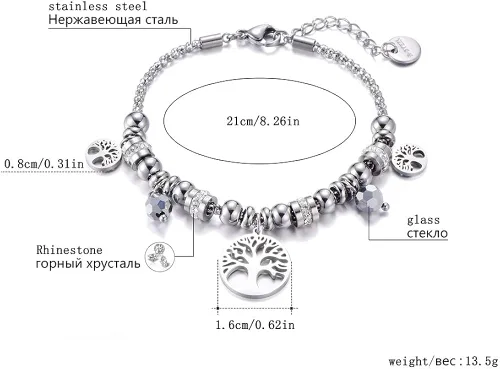 Miniatura 7 de Pulseras elásticas para mujer pulsera de cristal de acero inoxidable para niñas pulsera elástica de regalo para amigas cristal Sin gemas