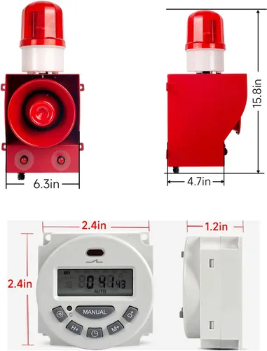 Miniatura 5 de Y DIANS Sirena de alarma temporizada al aire libre 130dB cuerno 45W emergencia impermeable seguridad industrial sirena luz con temporizador