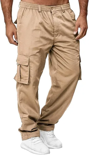 AIFARLD Pantalones cargo para hombre con bolsillos, pantalones deportivos de algodón para senderismo, casuales, atléticos, deportivos, para