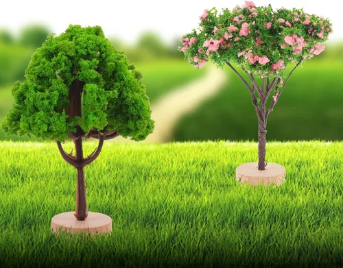 Miniatura 8 de 4 piezas de modelos de árbol en miniatura, árboles de simulación de plástico para paisajes en miniatura, accesorios de mesa de arena, modelos