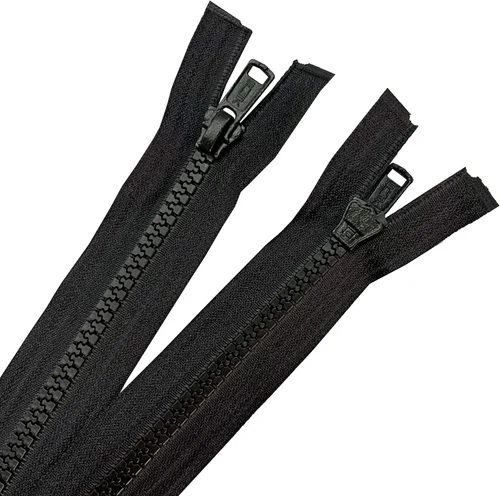 Miniatura 3 de AMORNPHAN 2 cremalleras moldeadas inferiores de 30 pulgadas, color negro #5, dientes de plástico, cierre a granel, resistente para coser, abrigos