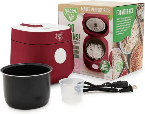 Miniatura 12 de GreenLife Arrocera digital, 2 tazas sin cocinar/4 tazas cocidas, olla de cerámica antiadherente extraíble sin PFAS, preajustes de un solo toque