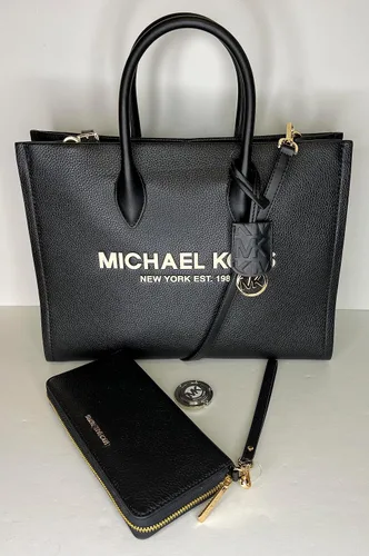 Miniatura 2 de Michael Kors Mirella MD EW Logo Tote Bag incluido con gran cartera Continental y gancho para bolso