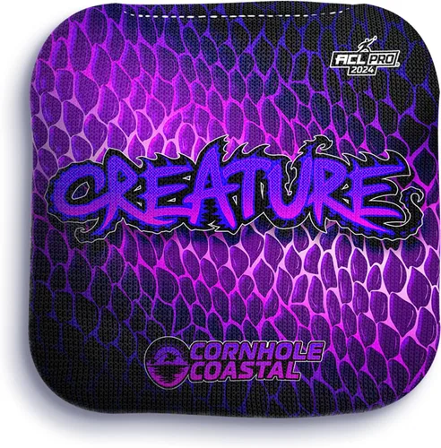 Miniatura 5 de Juego de 4 bolsas de maíz profesionales reguladoras para juegos de lanzamiento de cornhole, para todos los niveles de habilidad (criatura)