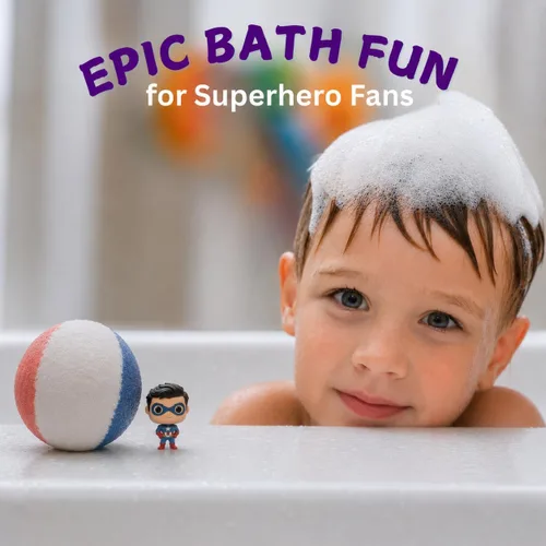Miniatura 6 de EvolutionUSA Bombas de baño épicas negras de superhéroes para niños, 6 bombas de baño de superhéroes con juguete en el interior, bombas de baño