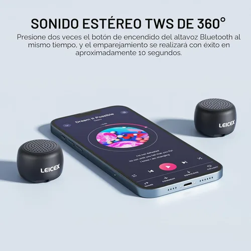 Miniatura 2 de LEICEX Mini Altavoz Bluetooth, Pequeños Altavoces Portátiles Bluetooth 5.0 Perfectos para Interiores y Exteriores (Negro)