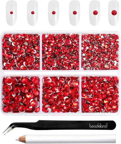 Miniatura 24 de BEADSLAND 4300 piezas de diamantes de imitación con parte plana, diamantes de imitación transparentes para uñas, gemas de cristal redondas