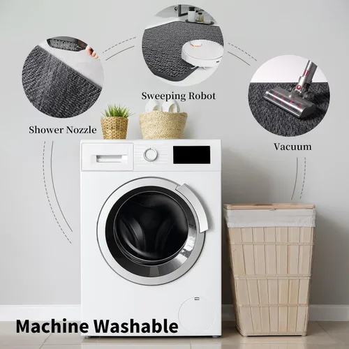 Miniatura 7 de RUERYA Alfombras de baño antideslizantes y lavables, tapetes de baño de goma para baño, secado rápido, súper absorbentes, ultrafinos, pequeños Gris