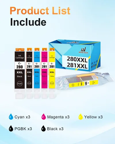Miniatura 4 de PGI-280 XXL CLI-281 XXL - Cartuchos de tinta compatibles con Canon 280 281, paquete de 15 cartuchos de alto rendimiento, funcionan con TR8520 TR8620