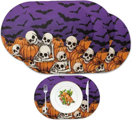 Miniatura 36 de Ghost Placemats Set of 2 Wipeable Faux Leather 12X18 Inch Waterproof Non-Slip Mats Spooky Table Decor Heat Resistant for Scary Dinner Party Fantasma