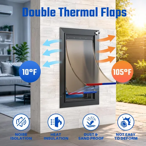 Miniatura 3 de Puerta para perro XL para pared, puerta de perro extra grande totalmente de aluminio, puerta de servicio pesado para mascotas, fácil de instalar, 2