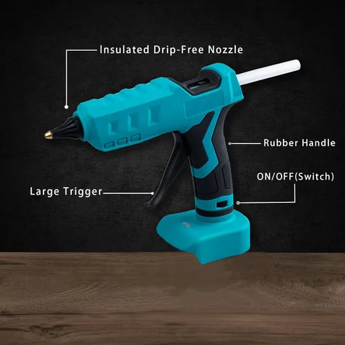 Miniatura 2 de Pistola de pegamento caliente inalámbrica compatible con batería Makita de 18 V, pistola de pegamento eléctrica de mano Mellif tamaño completo