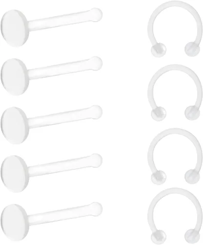 Miniatura 11 de Satix Retenedores de piercing transparentes de estilo mixto para cirugía de trabajo, retenedor de aretes transparente Bioflex, retenedor de anillos