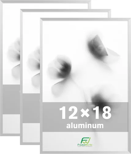 Miniatura 38 de FrameWorks Marcos para póster de aluminio cepillado de 12 x 18 pulgadas, diseño moderno de metal cepillado con plexiglás inastillable, perfecto