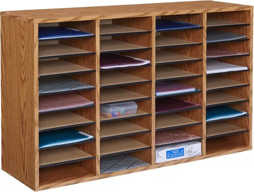 Miniatura 11 de Safco - Organizador de literatura, 12 compartimentos, buzón para oficina y aula con estantes ajustables, organizador de papel y correo de madera