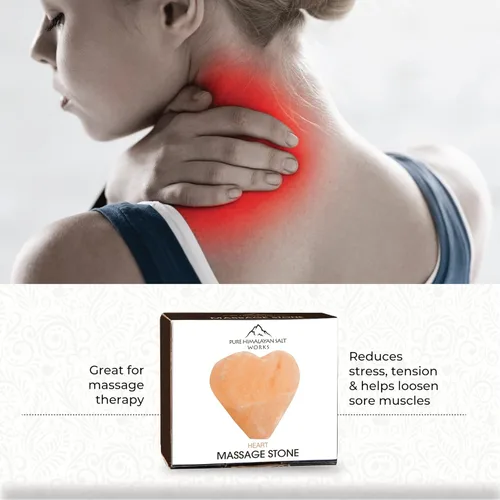 Miniatura 4 de Pure Himalayan Salt Works Piedra de masaje de corazón, piedra tallada a mano de cristal rosa para terapia de masaje, desodorante y exfoliantes