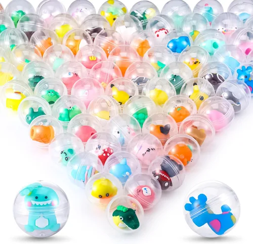 Miniatura 2 de 100 paquetes de cápsulas para máquina expendedora de bolas de goma con lindos juguetes de dibujos animados en miniatura, cápsulas pequeñas rellenas