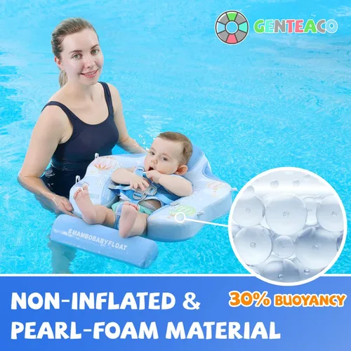 Miniatura 2 de GENTEACO Mambobaby Flotador de natación para bebé con toldo, flotador no inflable para piscina infantil con cola, de 3 a 24 meses, evita voltearse
