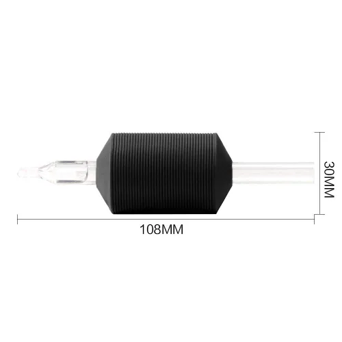 Miniatura 3 de VORTEX - Empuñaduras de tubo desechables de silicona suave de 1.25 pulgadas, color negro, con puntas largas transparentes, 15 unidades (7D)