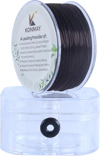 Miniatura 16 de KONMAY 1 Rollo de Cuerdas Planas Elásticas para Pulseras de 0.032 in con Estuche Organizador, 90 Yardas de Hilo Elástico de Cristal Negro para Hacer