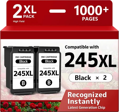 245XL - Cartuchos de tinta de repuesto para Canon PG-245XL, tinta negra, paquete de 2 245 PG-245 de alto rendimiento compatibles con impresoras
