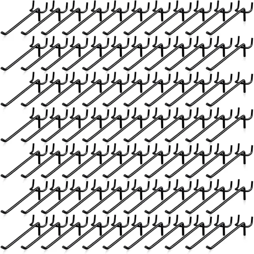 Miniatura 10 de Shimeyao 100 Piezas Ganchos para Estantes de Tablero Perforado Ganchos de Acero Inoxidable Clavijas para Tablero Colgante Ganchos de Exhibición