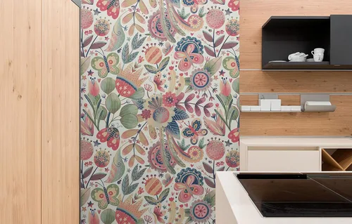 Mural de pared con ilustración de jardín de flores. Patrón de color pastel para guardería, dormitorio, decoración de pared de habitación de los
