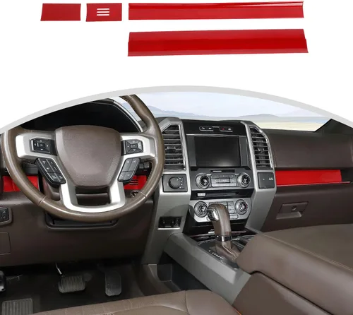 Miniatura 8 de CheroCar Para F150 - Panel de cubierta de consola central, accesorios de decoración para Ford F150 2015-2020, grano de madera negra..