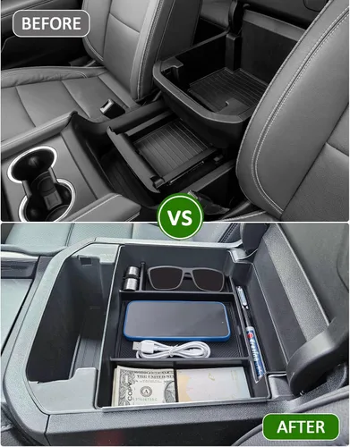 Miniatura 4 de TOPINSTALL Bandeja de Consola Deslizante Eléctrica Compatible con Accesorios Chevy Tahoe/Suburban/GMC Yukon 2021-2026, Organizador de Reposabrazos