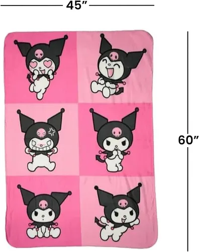 Miniatura 5 de Northwest Sanrio Kuromi Manta de forro polar de tacto sedoso en color rosa, 45 x 60 pulgadas