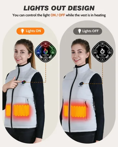 Miniatura 3 de Chaleco térmico ligero para mujer, chaleco térmico inteligente con diseño de luces, chaquetas térmicas para mujer, batería no incluida