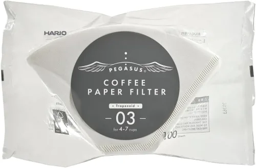 Hario Pegasus - Filtros de fondo plano, tamaño 03, blanco, 100 unidades