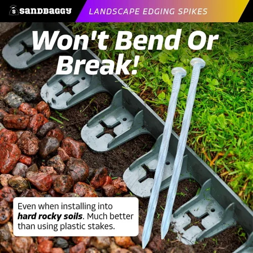 Miniatura 4 de Sandbaggy Estacas galvanizadas de 6 pulgadas para bordes de paisaje, clavos de paisaje en espiral, acero de calibre 7, ideales para suelos rocosos