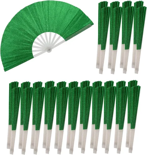 Miniatura 13 de 10 ventiladores plegables grandes de mano para hombres y mujeres, abanicos decorativos plegables, accesorios rave, utilizado para bailes, fiestas