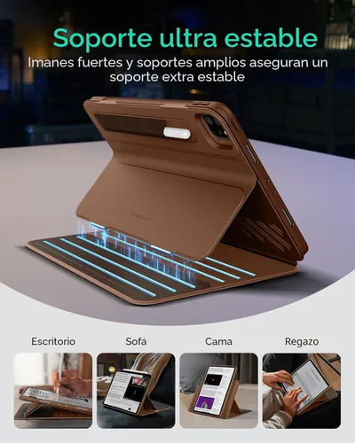 Miniatura 4 de ESR Funda para iPad Pro 12.9 (6ª/5ª generación, 2022/2021), cubierta magnética extraíble, soporte ajustable para vertical/paisaje con vista de Marrón