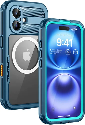 Miniatura 15 de Lanhiem Funda magnética para iPhone 17 Pro Max, IP68 impermeable, a prueba de polvo, compatible con Magsafe, protector de pantalla integrado, cuerpo