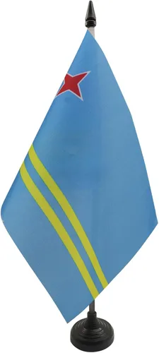 Miniatura 10 de Bandera de mesa de Anguila de 4 x 6 pulgadas, bandera de escritorio británica de Anguila, 5.9 x 3.9 in, palo y base de plástico negro AZ FLAG