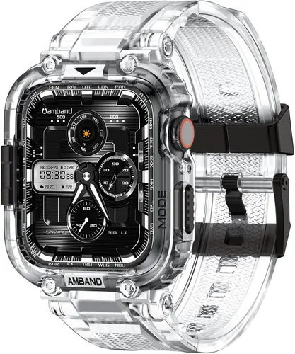 Miniatura 38 de amBand Bands - Funda protectora de pantalla compatible con Apple Watch Ultra 3/2/1 de 1.732 pulgadas, correa resistente M1 Sport Series y película